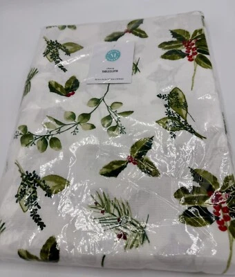 Martha Stewart Holiday Tablecloth Oblong 60”x84” Holly Berries NEW Sealed - Image 1 of 2