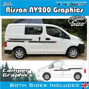 Nissan NV200 E autocaravana cámper rayas laterales calcomanías pegatinas furgoneta gráficos 036 - Imagen 1 de 5