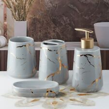 Ceramic Glossy Finish Soap Dispenser and Bathroom Accessories Set for Home, 4 Pc