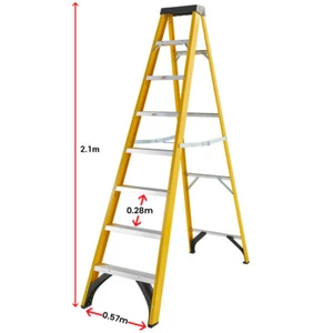 Electricians 7 Step Fibreglass Ladder 2.1M Heavy Duty Trade New - Picture 1 of 5