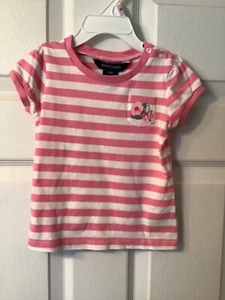 NWT Ralph Lauren baby t-shirt Pink and white stripe size 18 months - Picture 1 of 3