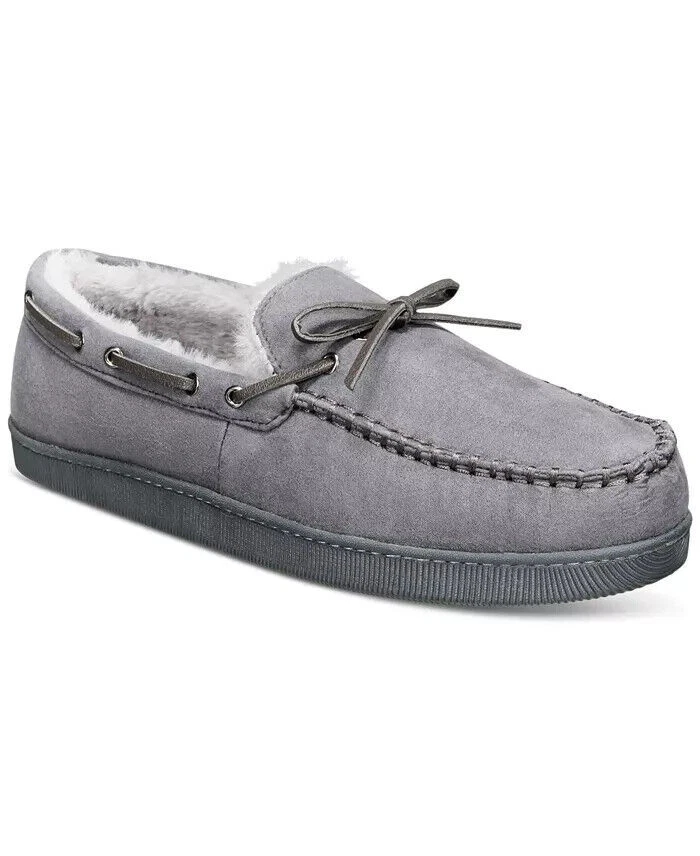 Zapatillas de mocasín de gamuza sintética gris Club Room para hombre con forro de piel sintética S 6-7 Foto 1 de 4