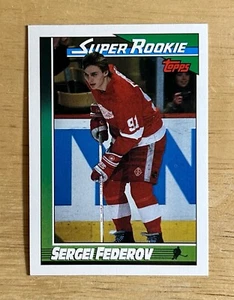 1991-92 Topps Hockey Sergei Federov Detroit Red Wings Super Rookie RC #8 - Imagen 1 de 2