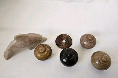 Speckstein Dosen 6x teiliges Set Delphin Schmuckstein Pillenbox Dösschen mit... - Bild 1 von 4