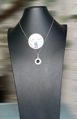 "Collar de plata de ley de 22"" de circonitas cúbicas de espinela negra firmado usado en excelente estado precioso" Foto 1 de 4