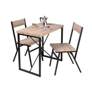Juego de mesa rectangular pequeña + 2 sillas, negro-roble - Port