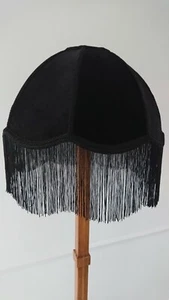 Handmade dome shape lampshade black velvet fabric for a standard lamp or ceiling - Picture 1 of 7