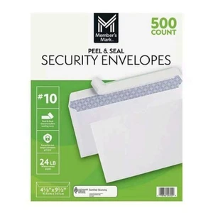 Member’s Mark Peel & Seal #10 Security Envelopes (500, 1000, & 2000 Ct. Option) - Picture 1 of 2