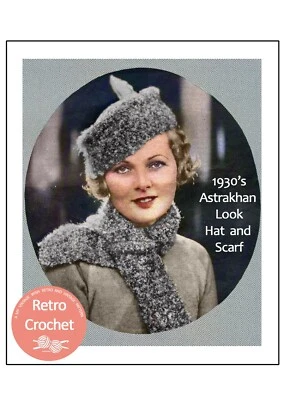 1930s Ladies Cossack Hat and Scarf Crochet Pattern - Copy - Image 1 of 2
