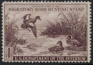 B&D: 1942 U.S. Scott RW9 ninth Hunting Permit Stamp MLH - Picture 1 of 2