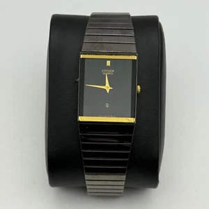 22mm Working Vintage Ladies Citizen CQ Black Dial & Strap Quartz Watch 8 Inches - Picture 1 of 20