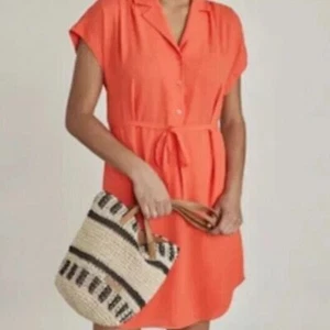 Elizabeth and James XLorange button up tie front shirt dress office career dress - Picture 1 of 5