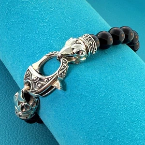 Stephen Webster Sterling Silver 925 Onyx 10mm Bead Bracelet - Picture 1 of 9