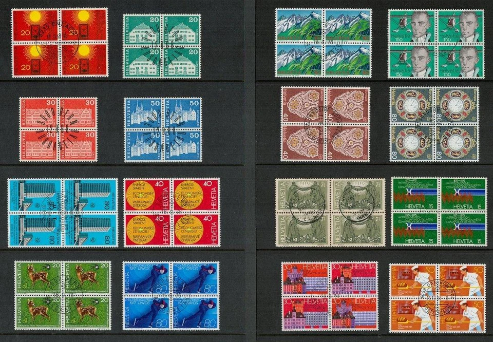Switzerland. Blocks of CTO & Used Stamps. Cat app £50 - Image 1 of 1