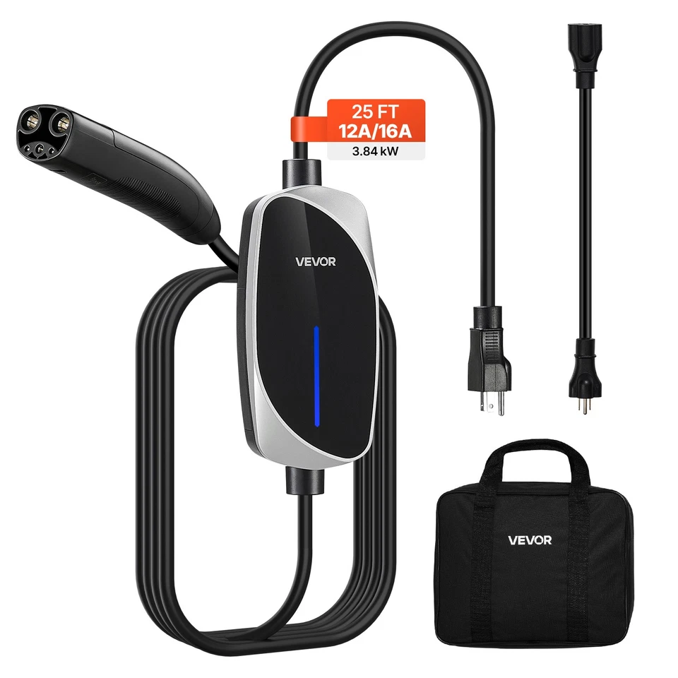 Level 2 NACS EV Charger 16A Portable 25 ft Cable 120V/240V - VEVOR