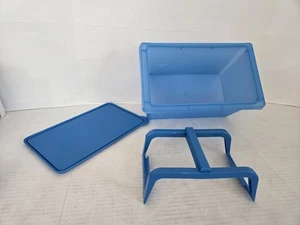 Tupperware Carry All Blue Craft Lunch/Tool/Tackle Box & Handle 1431 FREE SHIP - Picture 1 of 9