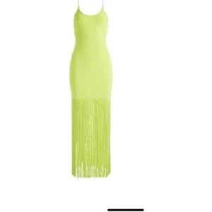 Alice + Olivia Neu mit Etikett Steph Maxikleid U-Ausschnitt Fransensaum grün Slip 8 UVP $ 395 - Bild 1 von 11