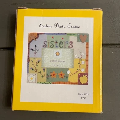 Marco de Fotos Hermanas Amarillo Multicolor Patchwork 3" x 2" Nuevo en Caja Foto 1 de 3