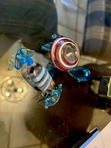 Vintage Glas skurrile Ornamente Süßigkeiten & Schildkröte  - Bild 1 von 3