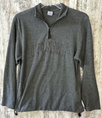 OLD NAVY Unisex Gray Fleece Pullover 1/4 Zip Top Jacket Long Sleeves Size M - Image 1 of 4