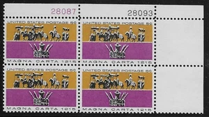 US Scott #1265, Plate Block #28087/28093 1965 Magna Carta 5c FVF MNH Upper Right - Picture 1 of 1