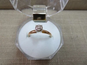 14k Yellow White Gold Diamond Solitaire Engagement Band Ring Size 8.5 - Picture 1 of 9