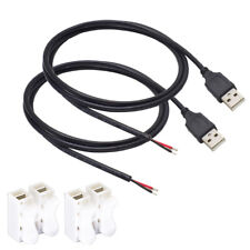 2pcs 3.3Ft 20AWG USB2.0 Male Plug 2pin Wire DIY USB Pigtail Cable 5A DC Power US