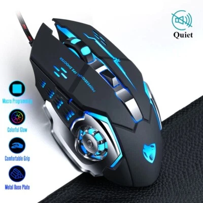 Pro Gamer Gaming Mouse 8D 3200DPI Adjustable Wired Optical LED Computer Mice USB - Image 1 of 4