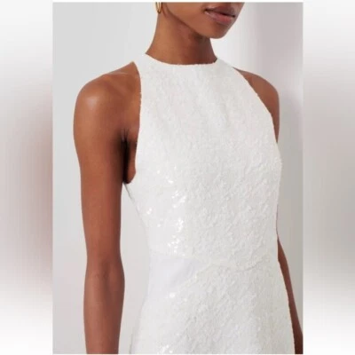 Mini Vestido Derek Lam Nuevo con Etiquetas Serenity Blanco Sin Mangas Lentejuelas - Talla 2 Foto 1 de 4