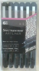 Spectrum Noir Art Liner 6pc Assorted Nib Set Black Ink - Picture 1 of 2