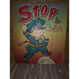 Stop to Color Large Coloring Book Vintage Samuel Lowe Company Printed USA - Imagen 1 de 12
