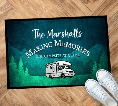 Personalisiert Wohnmobil - Herstellung Memories Blau Caampervan Matte 60 X 40 CM - Bild 1 von 3