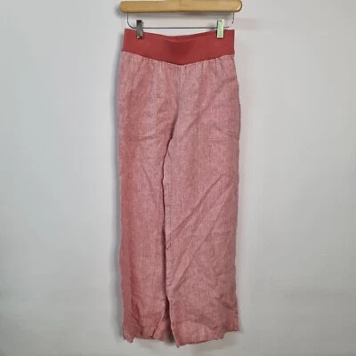 Pantalones Lands End 100 % lino tirar de ancho cómodo banda bolsillos coral talla 2 pequeños  Foto 1 de 4