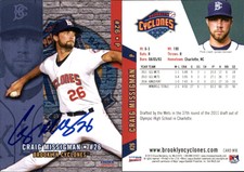 Craig Missigman Signed 2015 Choice Brooklyn Cyclones #18 Card Auto AU