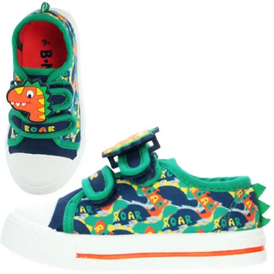 BUCKLE MY SHOE JUNGEN DINO GRÜNE DINOSAURIERPUMPEN WANDERTRAINER PLIMSOLLS SCHUHE UK GRÖSSE 6-12