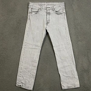 Levis Jeans Mens 33x30 Gray 501 XX Straight Fit Button Fly Stretch Denim Casual - Picture 1 of 18