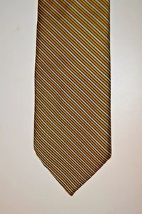 VINTAGE DONEGAL SILK/POLYESTER MEN'S NECK TIE - BLACK, SILVER, YELLOW STRIPES - Picture 1 of 6