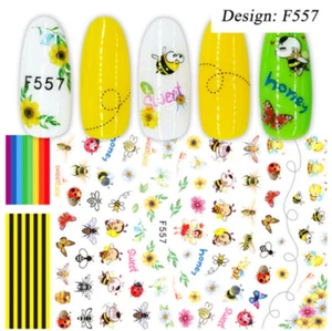 3D Nail Art Sticker Honey Bee Butterfly Flower Decal Manicure Peel F557 NS3 - Picture 1 of 1