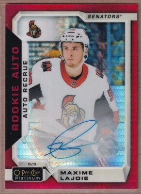 2018-19 O-Pee-Chee Platinum Rookie Red Prism #RML Maxime Lajoie RC AUTO /50 - Image 1 of 2