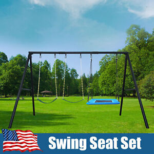 600lb Metal Swing Set with 3 Swings Heavy Duty A-Frame for Kids Backyard Playset
