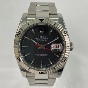 2003 Rolex Datejust TURN-O-GRAPH Black Dial Red Calendar Box One Year Warranty - Picture 1 of 7