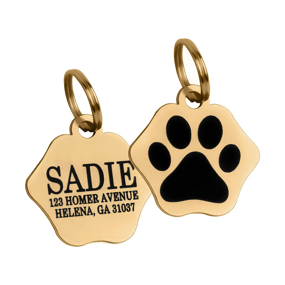 Индивидуальная гравированная бирка с именем питомца собаки кошки двухсторонняя - Изображение 1 из 4