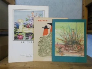 PAQUEBOT FRANCE LOT DE DEUX MENUS (FURET ET CARZOU) ET UN PORTE-MENU - Picture 1 of 7