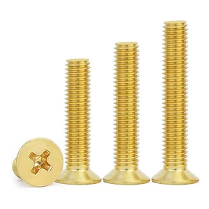 PHILLIPS MACHINE SCREWS COUNTERSUNK FLAT HEAD BOLTS M2 M2.5 M3 M4 M5 M6 M8 BRASS - Picture 1 of 65