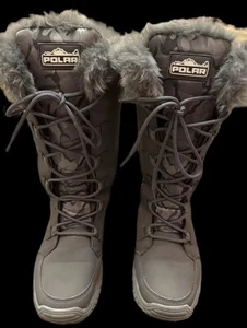 POLAR || Botas altas acolchadas con puño de piel sintética de invierno suela de goma de pato al aire libre - Talla 7 - Imagen 1 de 11