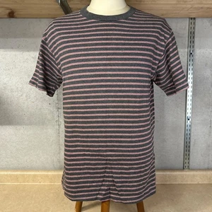 T-shirt classica vintage Jays a righe cucitura singola grande grigio/rosa made in USA - Foto 1 di 5