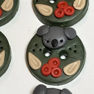 Vintage Craft Lot 8 ~ BONZ Buttons Handmade Australia Koalas Polymer Clay 1” - Picture 1 of 14