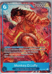 Monkey D Luffy OP02-062 SR Alt Alternate Art - One Piece Card Game - NM - Picture 1 of 2