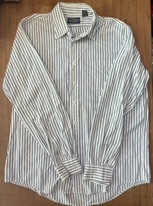 Lands End Mens Pinpoint Oxford Trim Fit Striped Button Down Shirt 16.5-36 vtg - Picture 1 of 6