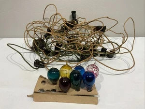Vintage C6 CHRISTMAS LIGHTS CARBON EDISON PEAR BALLOON EXHAUST TIP 7 Lamps - Picture 1 of 8